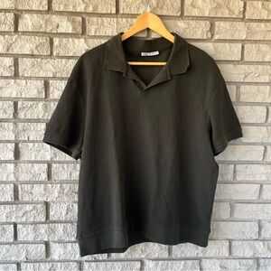 Zara Men’s Olive Green Textured Polo Shirt Size XL